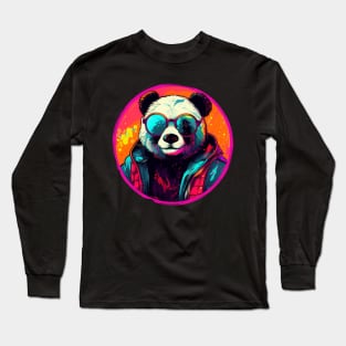 Cool Animals: Cartoon Vintage Funny Cool Panda Long Sleeve T-Shirt